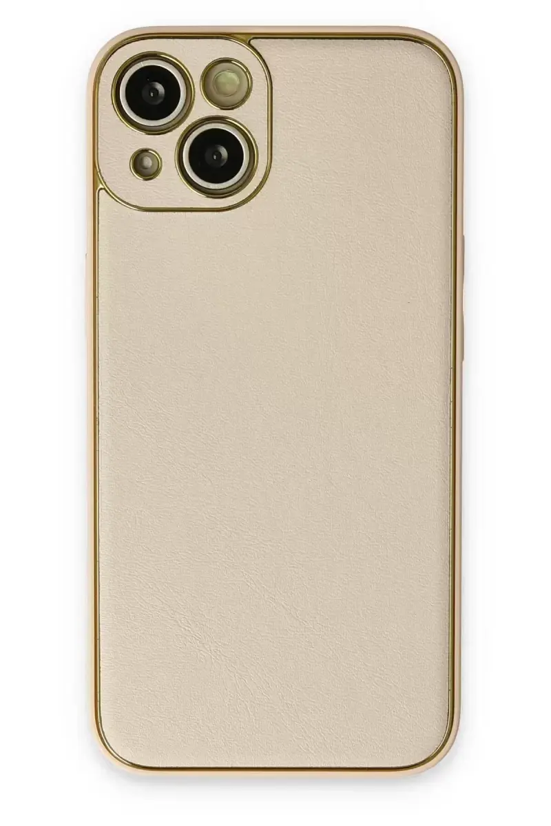 Newface Apple İphone 14 Plus Kılıf Coco Deri Silikon Kapak - Gold