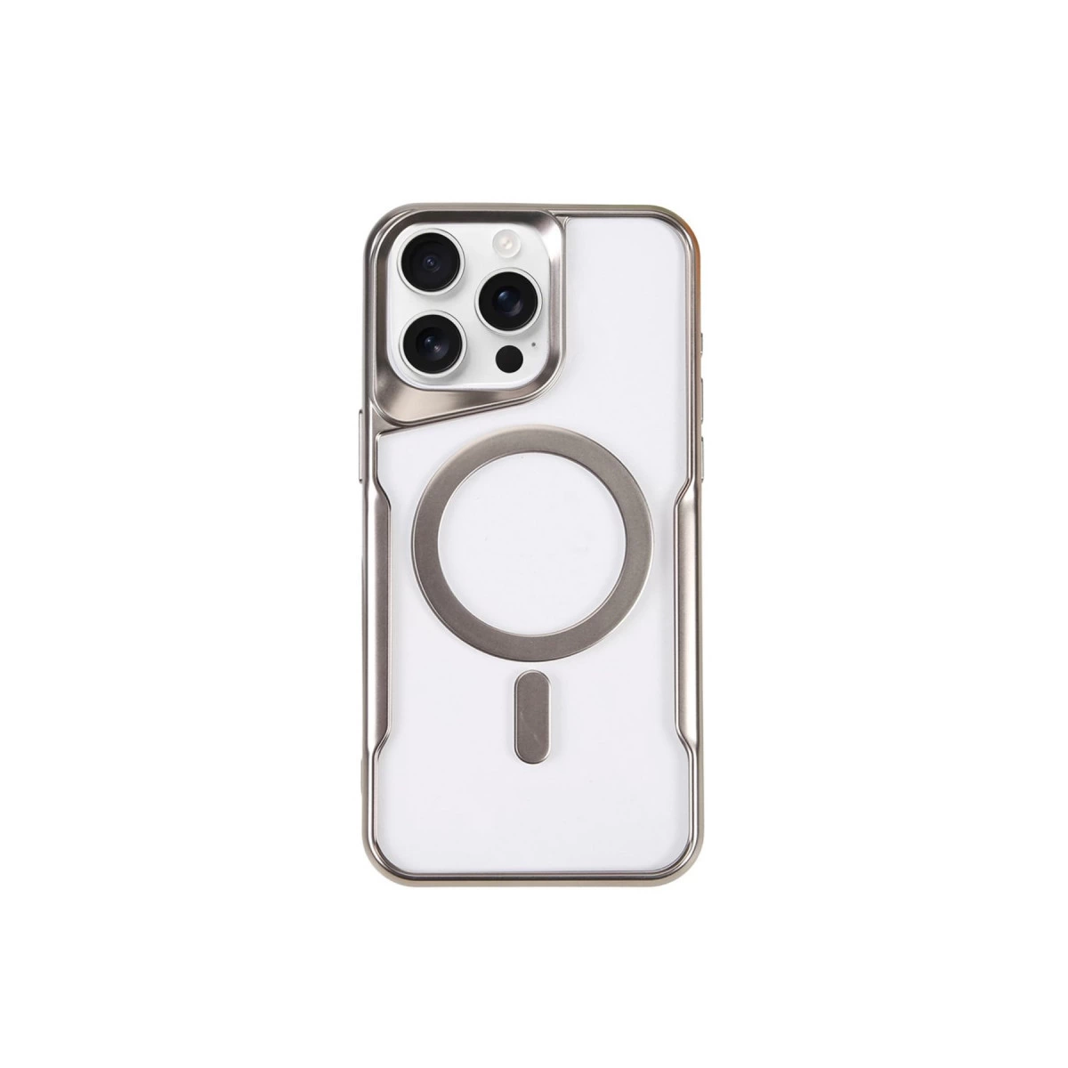İphone 15 Pro Max Kılıf Boyi Magsafe Silikon Kapak - Gümüş