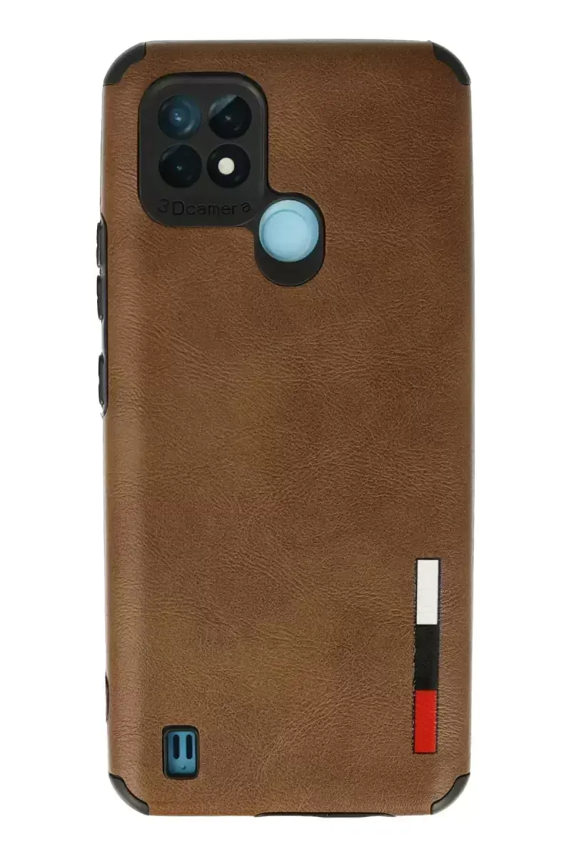 Newface Realme C21 Kılıf Loop Deri Silikon - Kahverengi