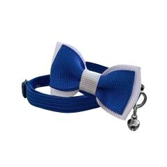 Markapet Papyonlu Elastik Örme Kedi Tasması 18,5 cm-29 cm Mavi