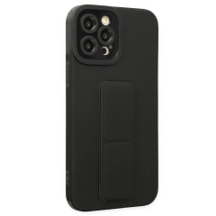 İphone 12 Pro Kılıf Mega Standlı Silikon - Siyah