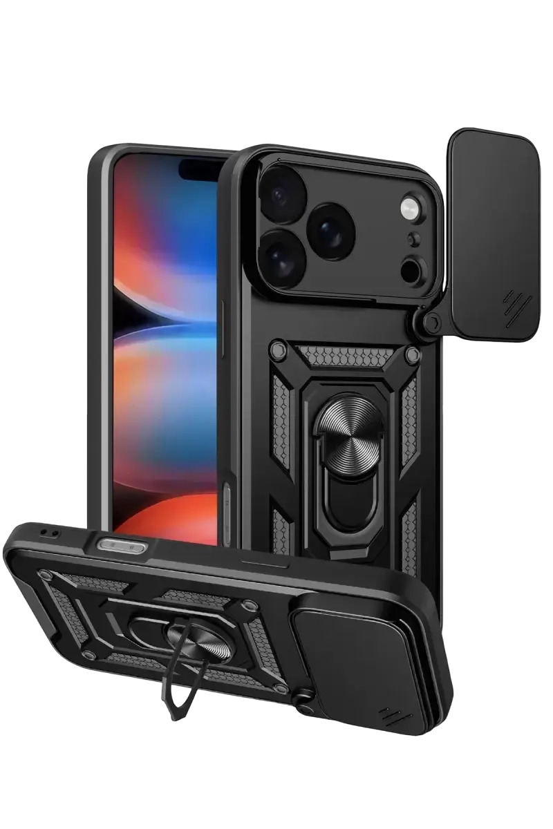 Newface Apple İphone 17 Pro Pars Lens Yüzüklü Silikon - Siyah