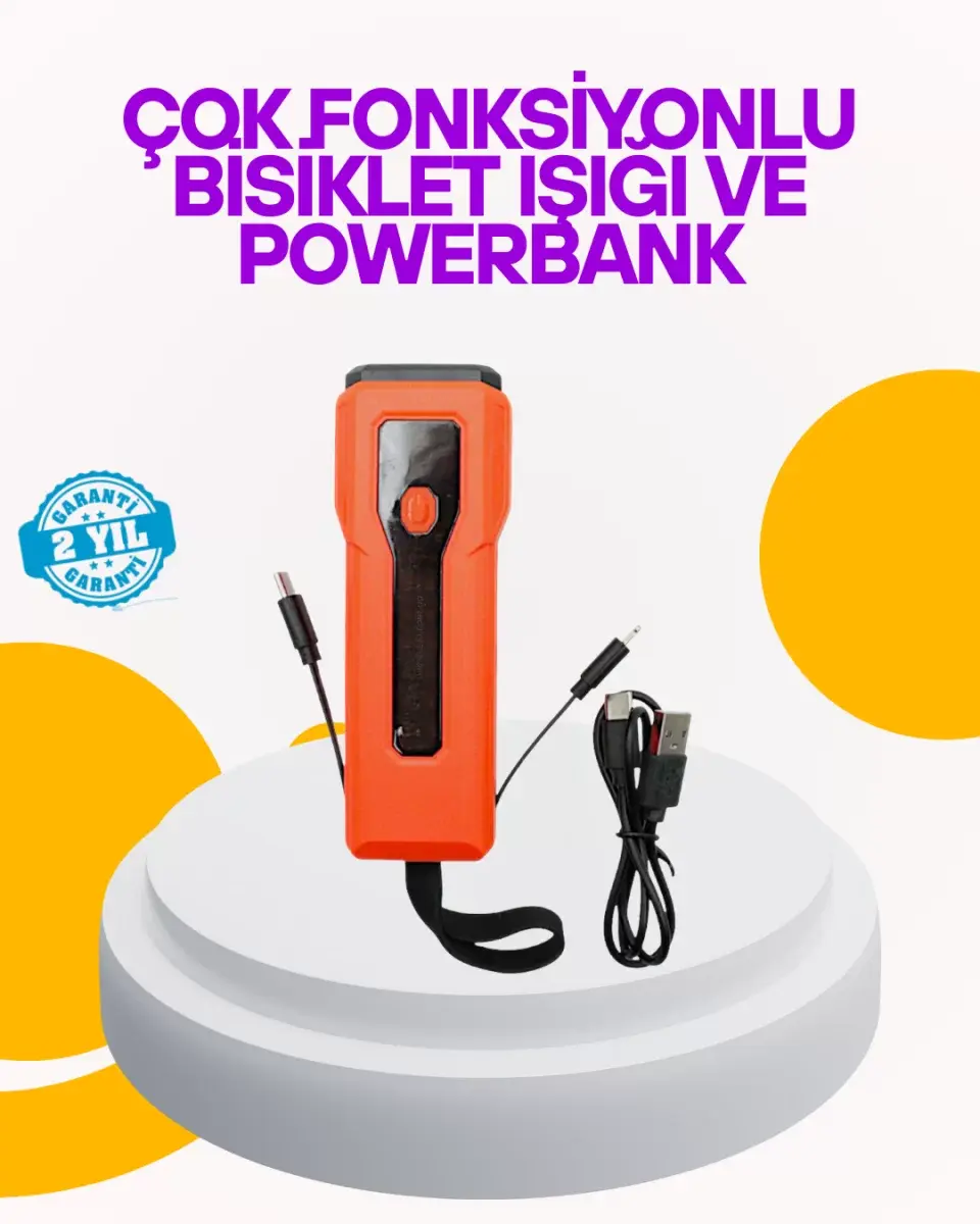 Su Geçirmez Bisiklet Işığı 5000 Mah Powerbankli Ön Far