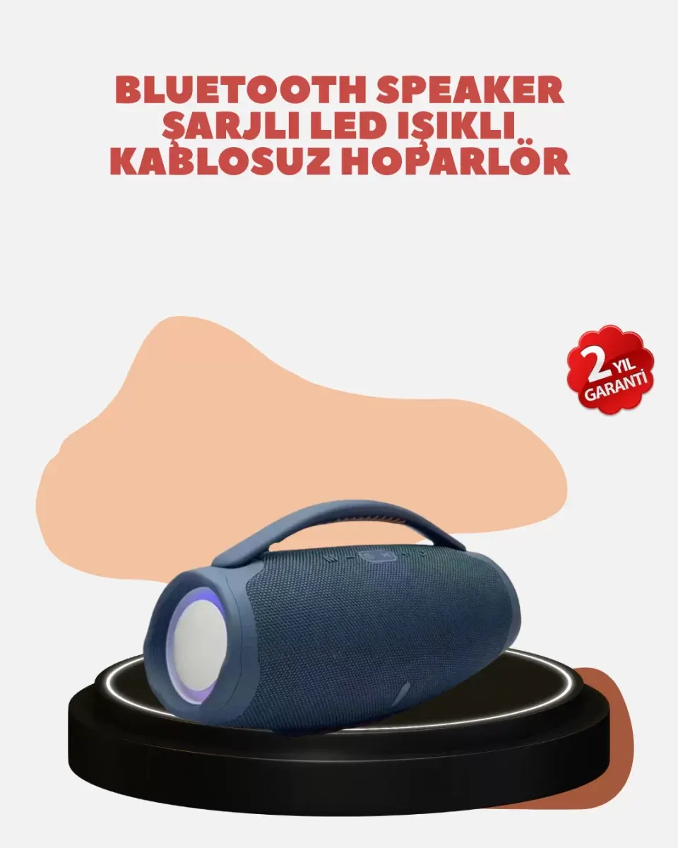 Renkli Led Efektli Suya Dayanıklı Taşınabilir Kablosuz Hoparlör