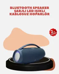 Renkli Led Efektli Suya Dayanıklı Taşınabilir Kablosuz Hoparlör