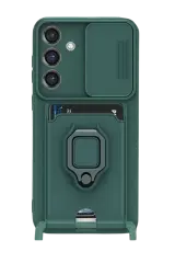 Newface Samsung Galaxy S25 Plus Kılıf Zuma Kartvizitli Yüzüklü Silikon - Yeşil