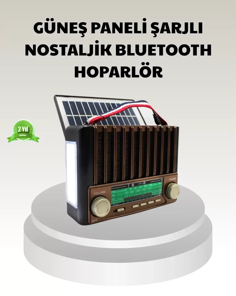Güneş Enerjili Taşınabilir Hoparlör Ktf-1428 Bluetooth Radyo Usb Sd Kart Destekli