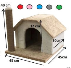 Karamel Pet Tırmalamalı Kedi Klubesi 33 x 40 x 45 cm Gri-Beyaz