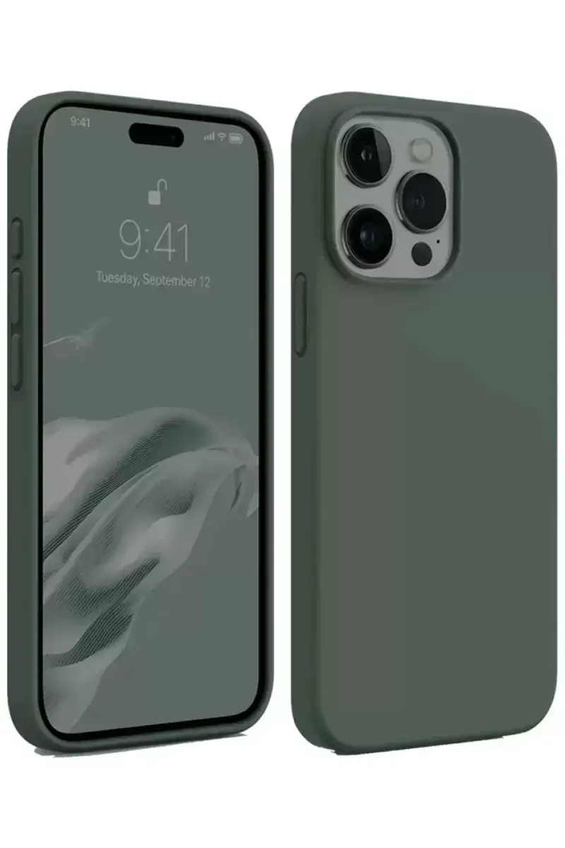 Newface İphone 15 Pro Max Kılıf First Silikon - Koyu Yeşil
