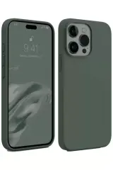 Newface İphone 15 Pro Max Kılıf First Silikon - Koyu Yeşil