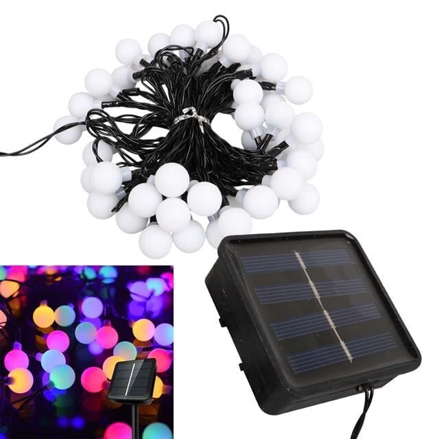 Winnboss Ekl-12 7 Metre 50 Top Ledli Renkli 8 Modlu Solar Panelli Dış Mekan Aydınlatma Led 5 Watt