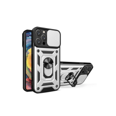 İphone 16 Pro Kılıf Pars Lens Yüzüklü Silikon - Gümüş