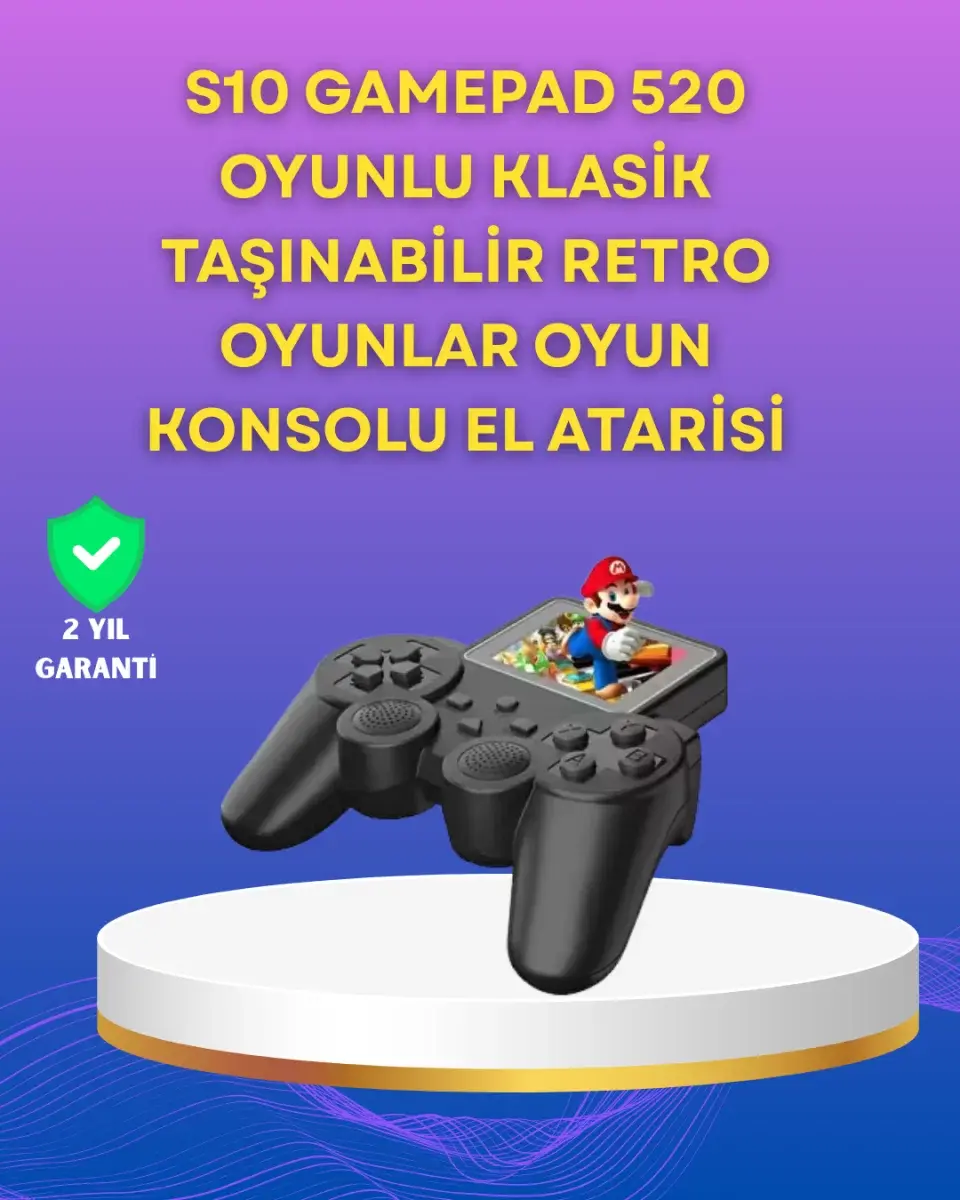 2.4 İnç Ekranlı 500 Oyunlu Taşınabilir Retro Oyun Konsolu, Şarjlı El Tipi Mini