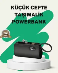 2000mah Mini Powerbank Dahili Konektörlü Pd 20w