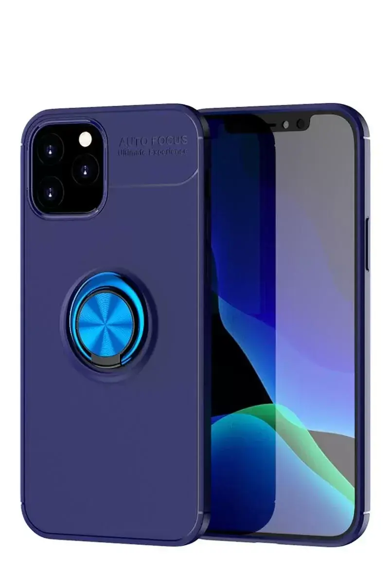 Newface İphone 12 Kılıf Range Yüzüklü Silikon - Mavi