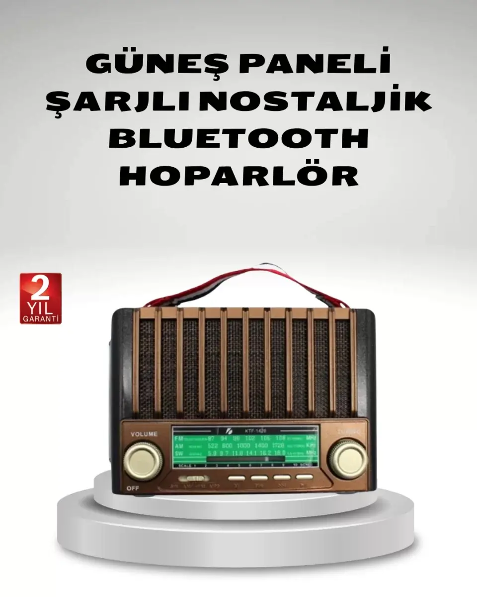 Taşınabilir Hoparlör Güneş Panelli Bluetooth Usb Sd Fm Am Sw Radyo