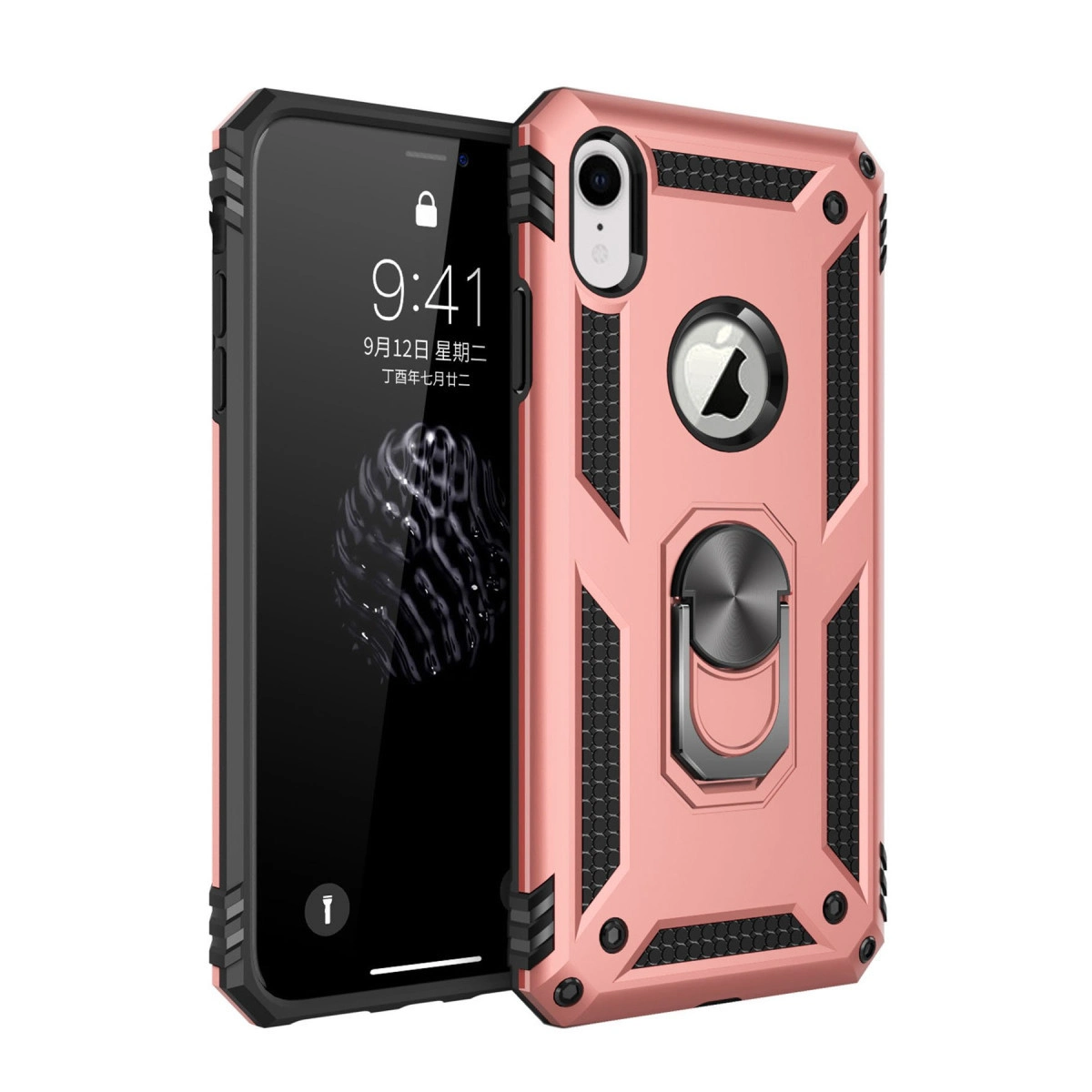 İphone Xr Kılıf Sofya Yüzüklü Silikon Kapak - Rose