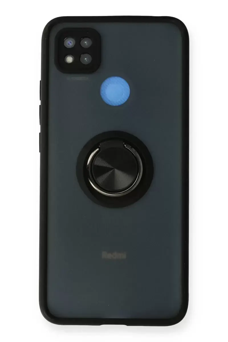 Newface Xiaomi Redmi 9c Kılıf Montreal Yüzüklü Silikon Kapak - Siyah