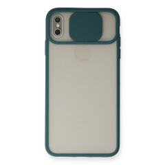 İphone Xs Max Kılıf Palm Buzlu Kamera Sürgülü Silikon - Yeşil