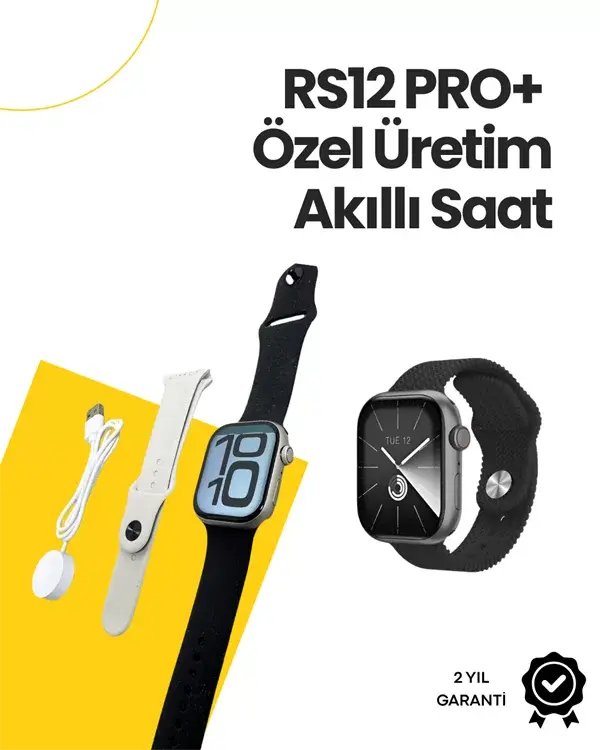 Rs12 Pro+ 2025 Serisi Özel Üretim Full Ekranlı Akıllı Saat – Nabız Ve Uyku Takibi, Bluetooth Arama, Garantili, Güçlü Batarya