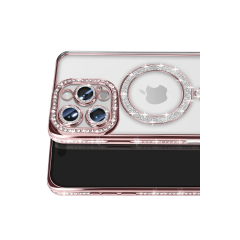 İphone 16 Pro Max Kılıf Joke Simli Magneticsafe Kılıf - Pembe