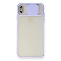 İphone Xs Max Kılıf Palm Buzlu Kamera Sürgülü Silikon - Lila