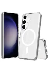 Newface Samsung Galaxy S24 Kılıf Magneticsafe Şeffaf Silikon - Şeffaf