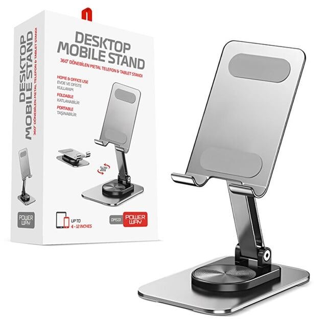 Powerway Dms33 Full Metal Gövde 360 Derece Dönebilen Masaüstü Telefon Standı