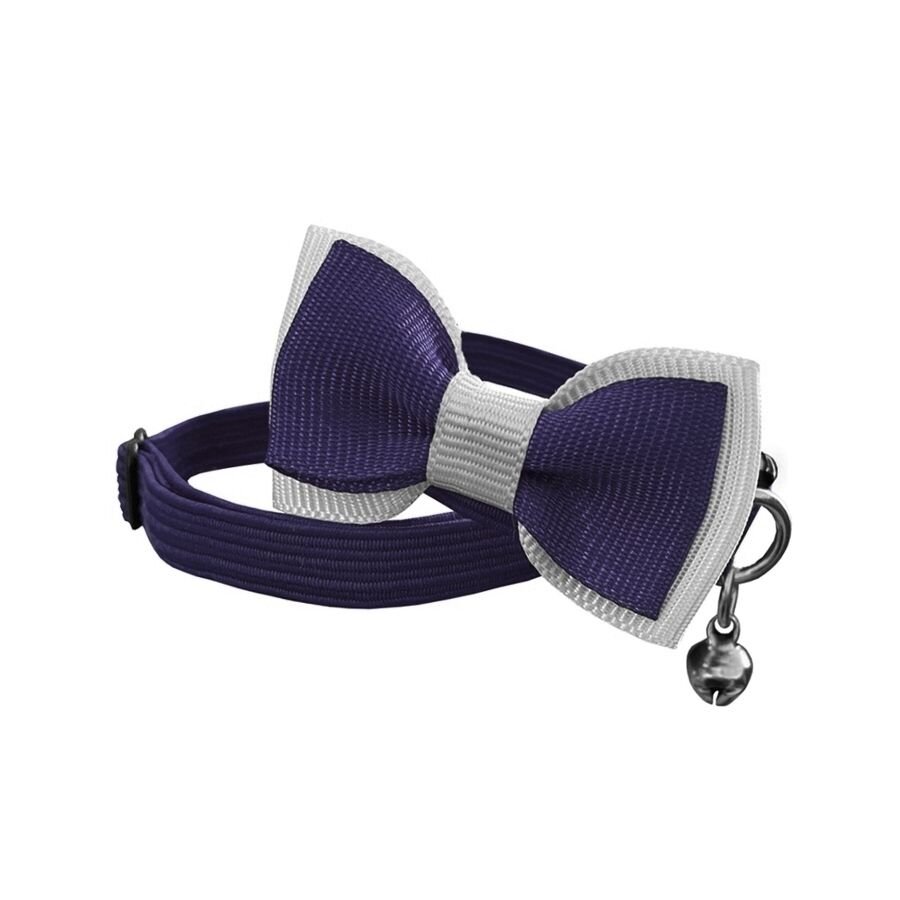 Markapet Papyonlu Elastik Örme Kedi Tasması 18,5 cm-29 cm Mor