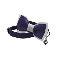 Markapet Papyonlu Elastik Örme Kedi Tasması 18,5 cm-29 cm Mor