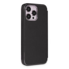 İphone 14 Pro Max Kılıf Dolpin Kapaklı - Siyah