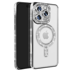 İphone 16 Pro Max Kılıf Joke Simli Magneticsafe Kılıf - Gümüş