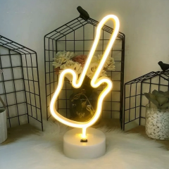 Neon Gitar Masa Lambası Pil+usb