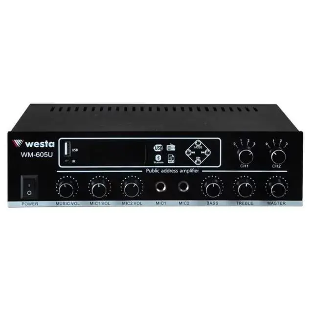 Westa Wm-605u Usb-bluetooth 2 Bölgeli 2 Mikrofon Girişli 100 Watt Trafolu Anfi