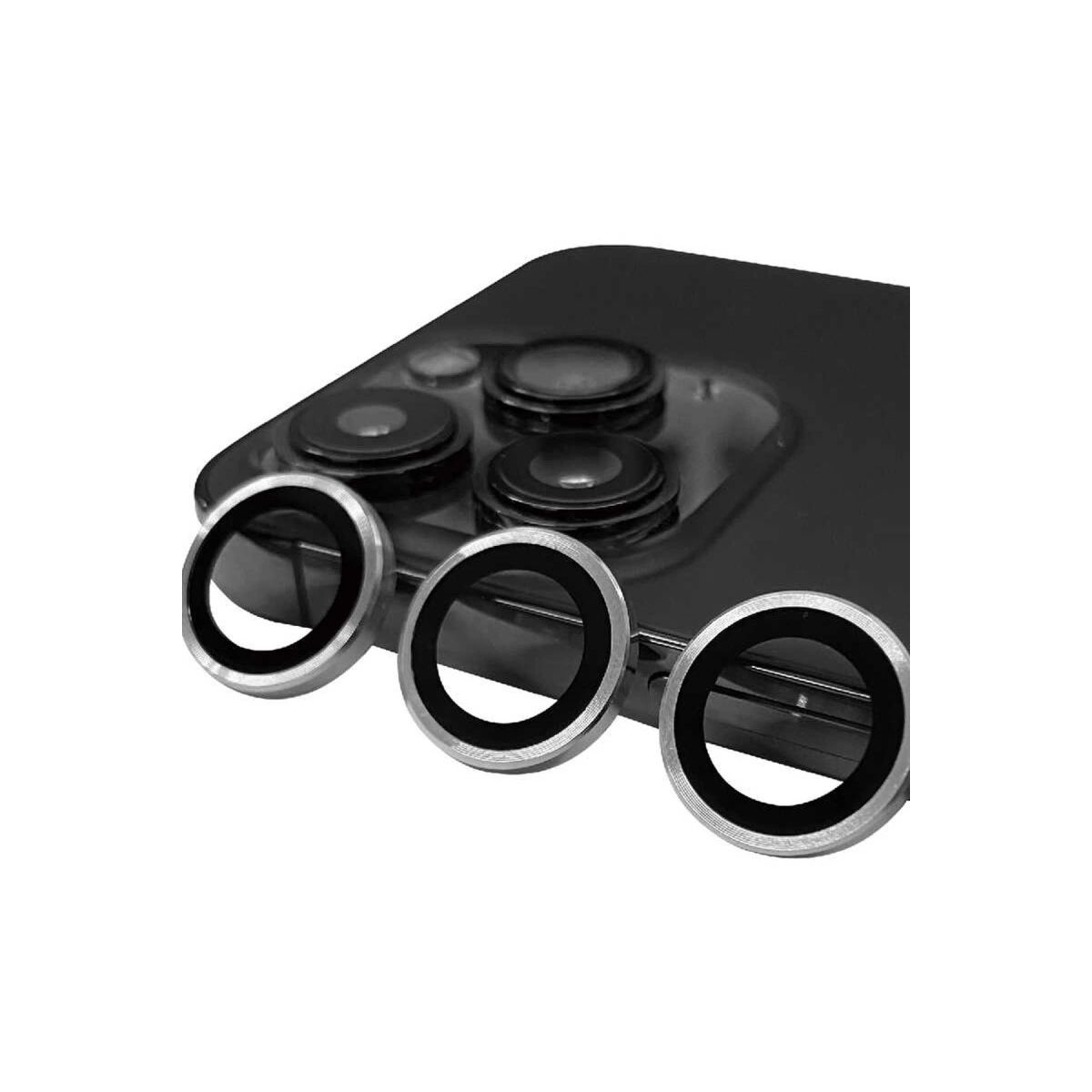 İphone 15 Pro Max Raze Metal Kamera Lens - Gümüş