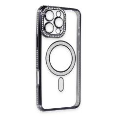 İphone 16 Pro Max Kılıf Joke Simli Magneticsafe Kılıf - Gri