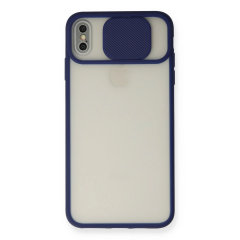 İphone Xs Max Kılıf Palm Buzlu Kamera Sürgülü Silikon - Lacivert