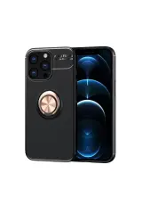 Newface İphone 13 Pro Kılıf Range Yüzüklü Silikon - Siyah-gold
