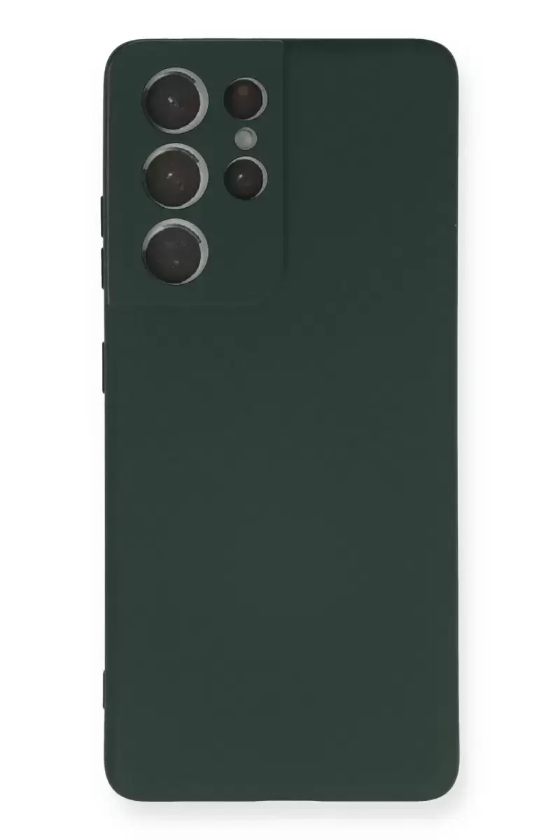 Newface Samsung Galaxy S21 Ultra Kılıf Nano İçi Kadife Silikon - Koyu Yeşil