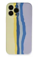 Newface İphone 13 Pro Kılıf Ebruli Lansman Silikon - Sarı-lila