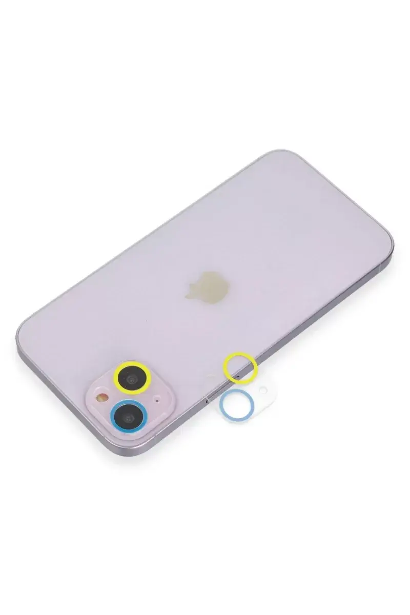 Newface İphone 13 Mini Renkli Kamera Lens Koruma Cam - Sarı-mavi
