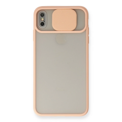İphone Xs Max Kılıf Palm Buzlu Kamera Sürgülü Silikon - Pembe