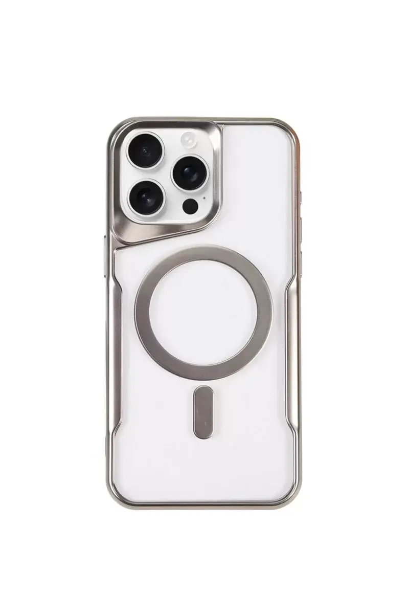 Newface İphone 11 Pro Max Kılıf Boyi Magsafe Silikon Kapak - Gümüş