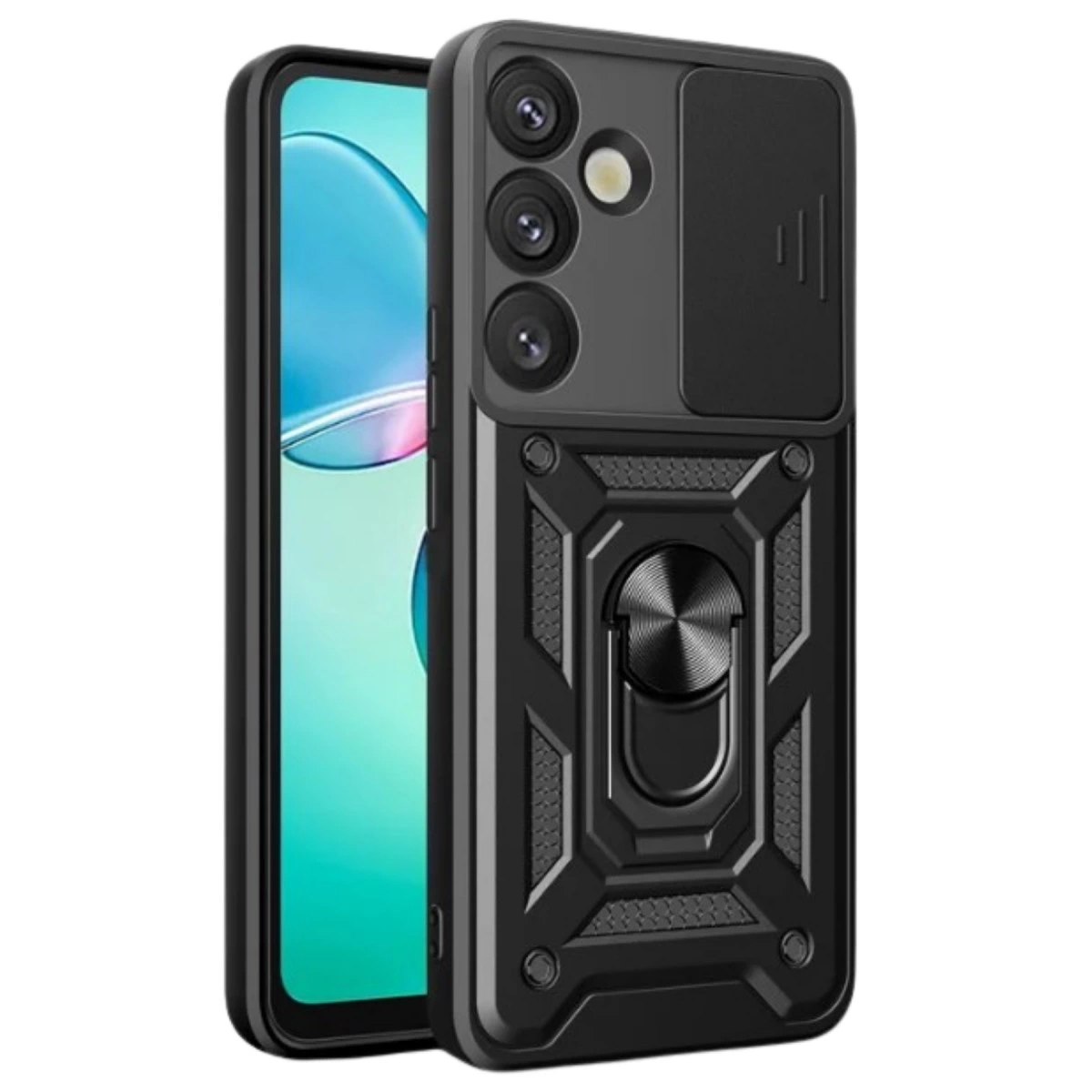 Samsung Galaxy S25 Kılıf Pars Lens Yüzüklü Silikon - Siyah