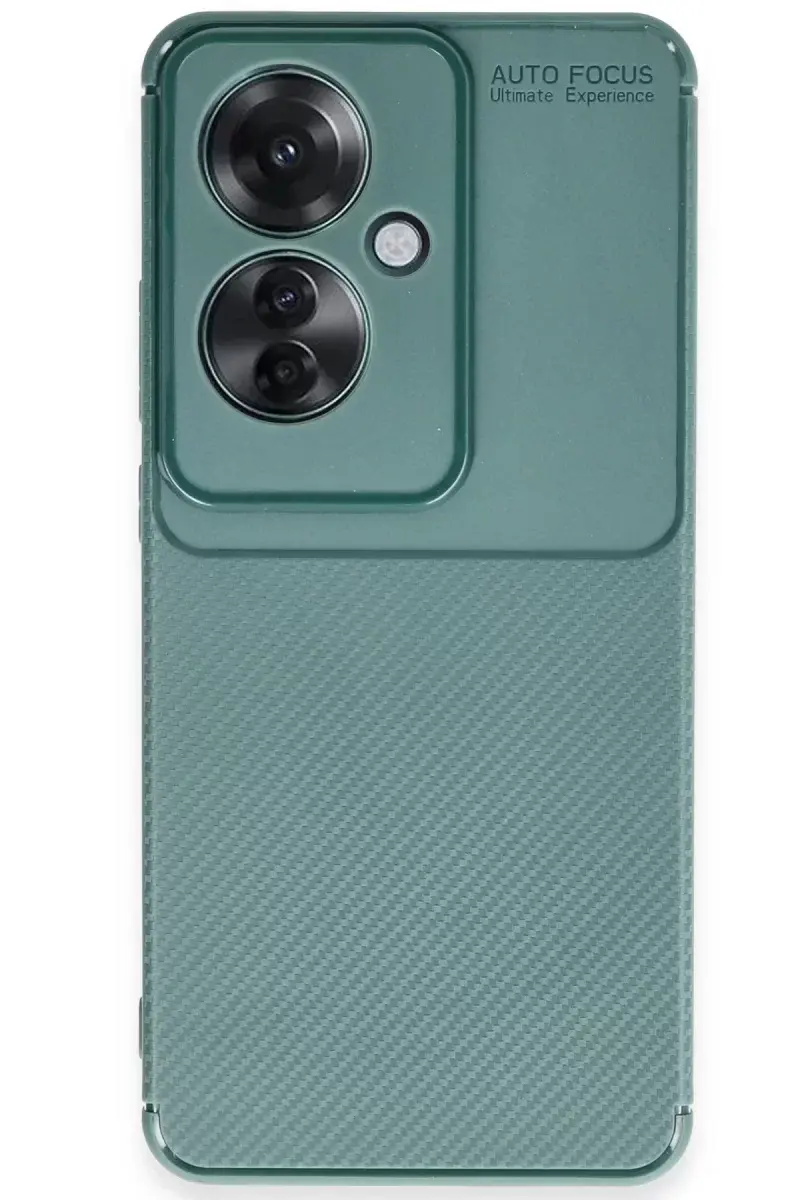 Newface Oppo Reno 11f Kılıf Auto Focus Karbon Kapak - Koyu Yeşil