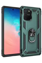 Newface Samsung Galaxy A91 / S10 Lite Kılıf Sofya Yüzüklü Silikon Kapak - Yeşil