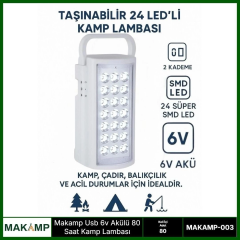 Usv 6v Akülü 80 Saat Kamp Lambası Işıldak