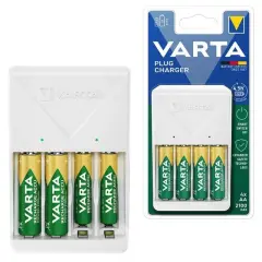 Varta Plug Aa/aaa Kalem Pil Şarj Cihazı Aleti - 4 Adet 2100mah Aa Hr6 Nı-mh Şarj Edilebilir Pil Hediyeli