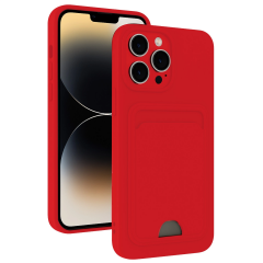 İphone 13 Pro Max Kılıf Kelvin Kartvizitli Silikon - Kırmızı
