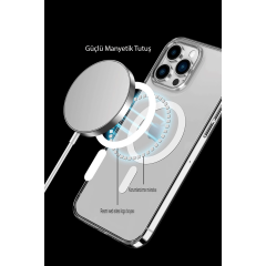 İphone 14 Pro Kılıf Tron Şeffaf Magsafe Kapak - Mavi